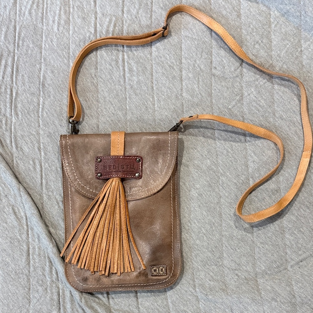 BED|STU Tan Leather Crossbody with Tassel
